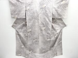 未使用品　枝花模様織り出し手織り紬着物